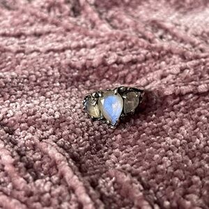 Bloodmilk Persephone’s Diadem moonstone & sterling silver ring, size 6.75